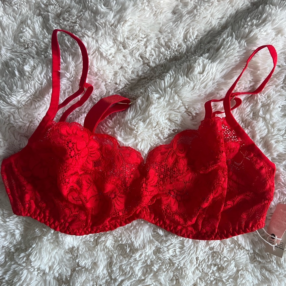 NWT | HAH Intimates Red Lace Adjustable Bra, Size DD, 33-40